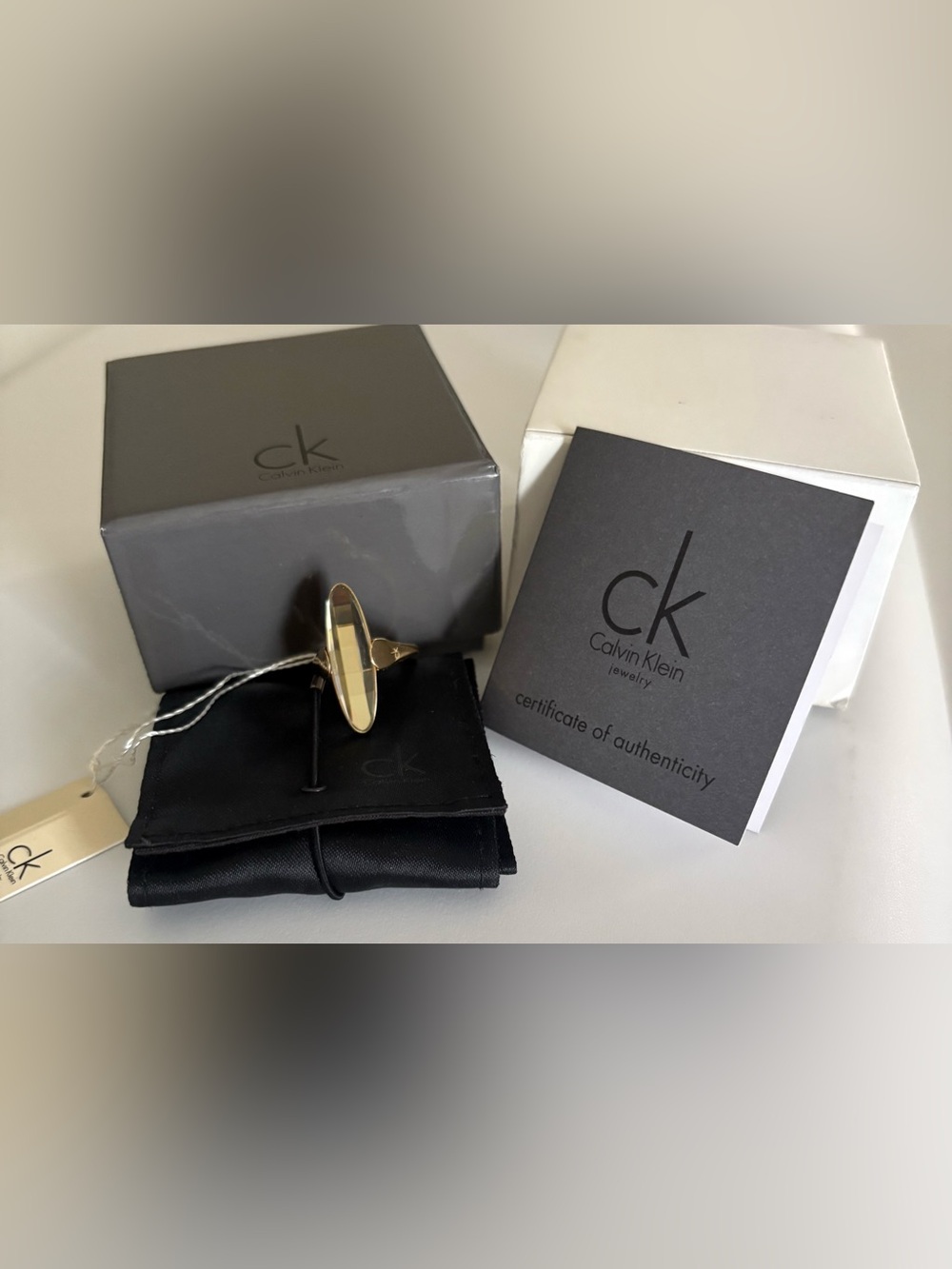 Calvin Klein Continuity Slim Ring Fashion Yellow Size 5 NWT & Gift Box